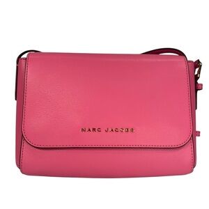 Marc Jacobs Medium Commuter Leather Designer Pink Gold Crossbody Flap Bag Purse